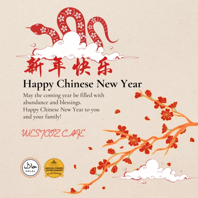 Usher in the Year of the Snake with loved ones! Let us be part of your reunion celebration. 🏮 与亲朋好友一起迎接蛇年！让我们为您的团圆添彩。
#ChineseNewYear #CNY2025  #westcozcafe #westcoastplaza #halal 

West Co'z Cafe will be closed from 29 - 31 January 2025. Business will resume on 1st February 2025.

Check out our CNY menu here: https://p2e.com.sg/v2/2024/12/16/chinese-new-year-2025-menu/